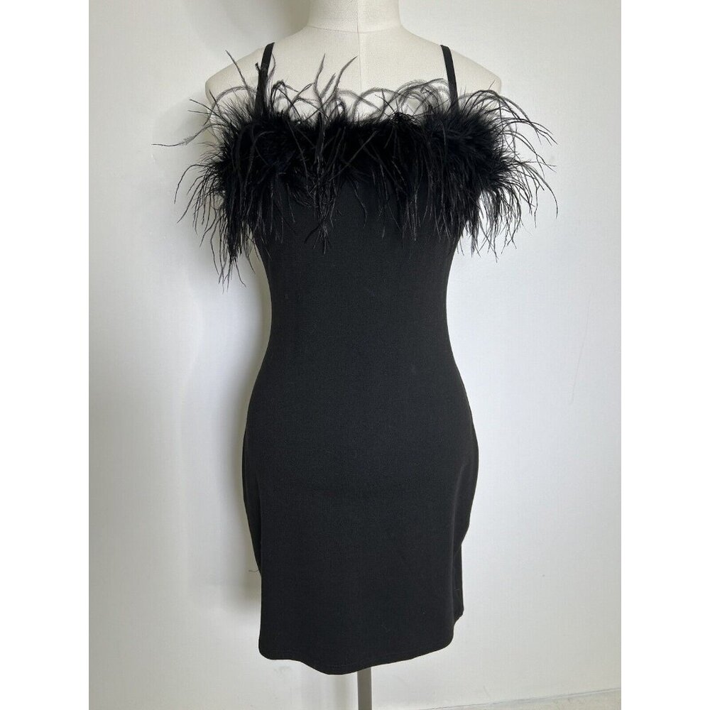 Hot & Delicious Women’s Black Feathered Dress Size Large